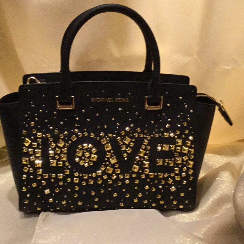 Michael Kors Black Leather MD Satchel